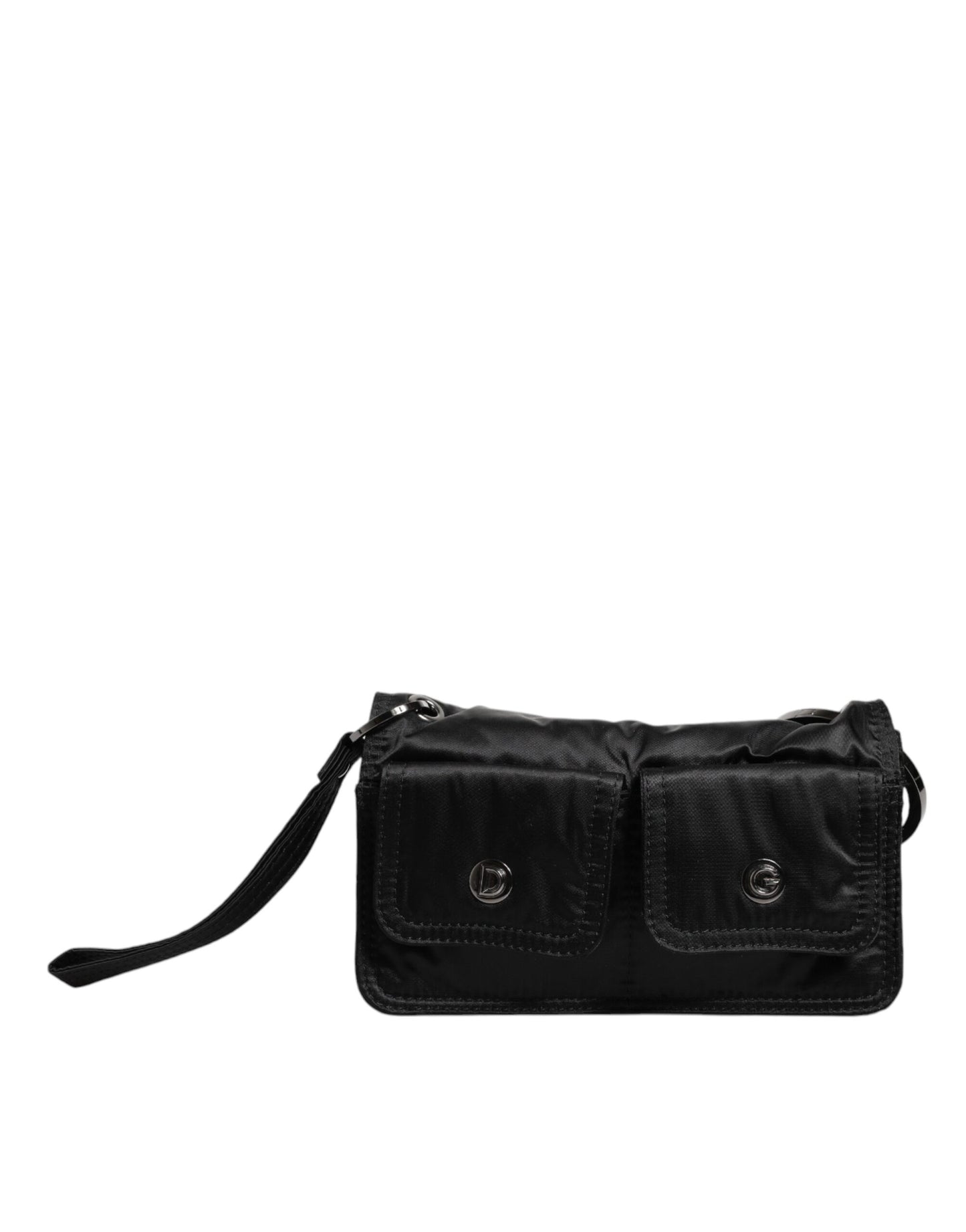 Dolce &amp; Gabbana – Zweiwege-Clutch aus schwarzem Stoff mit Logo