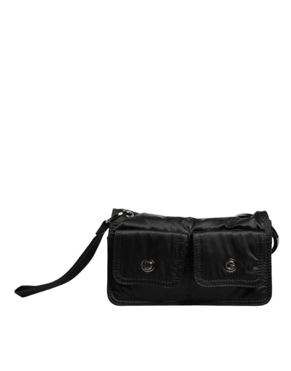 Dolce &amp; Gabbana – Zweiwege-Clutch aus schwarzem Stoff mit Logo