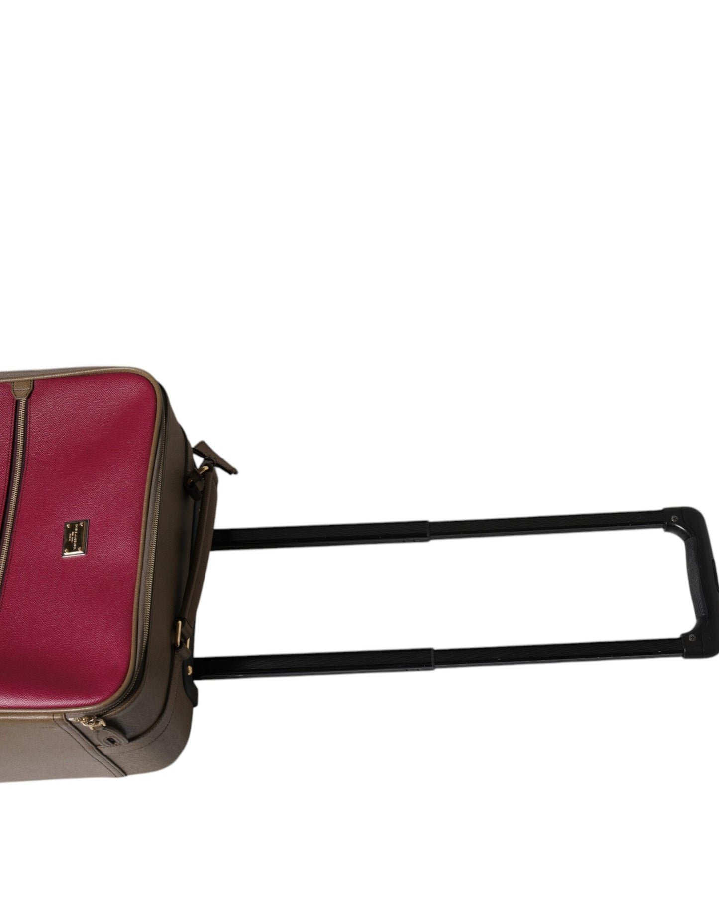 Dolce &amp; Gabbana Fuchsia Khaki Leder Trolley Reisetasche mit Rädern