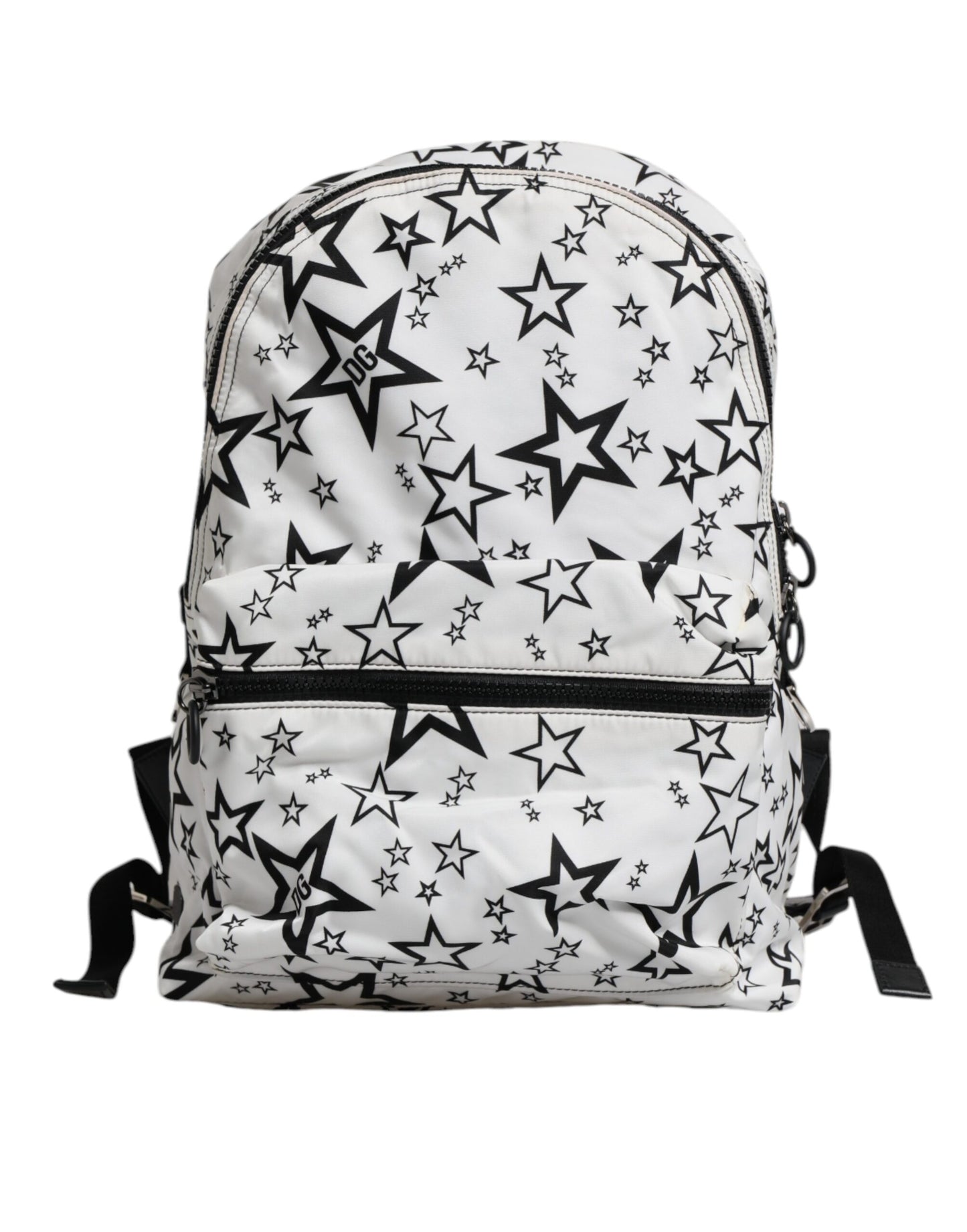 Dolce &amp; Gabbana, weißer Nylon-Schulrucksack mit DG-Sternen-Print