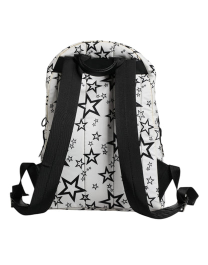 Dolce &amp; Gabbana, weißer Nylon-Schulrucksack mit DG-Sternen-Print