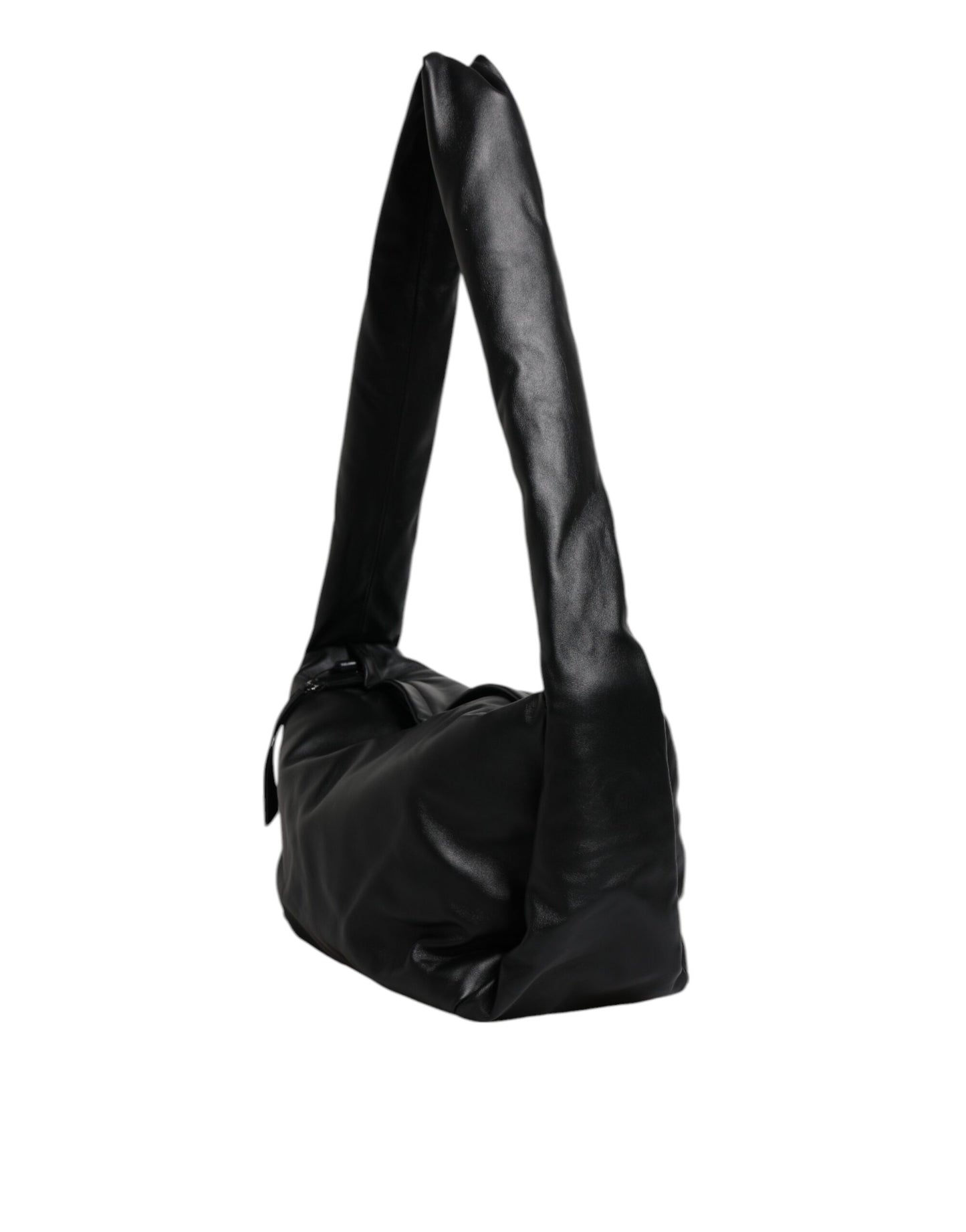 Dolce &amp; Gabbana – Schultertasche mit Logo-Schild aus schwarzem Leder