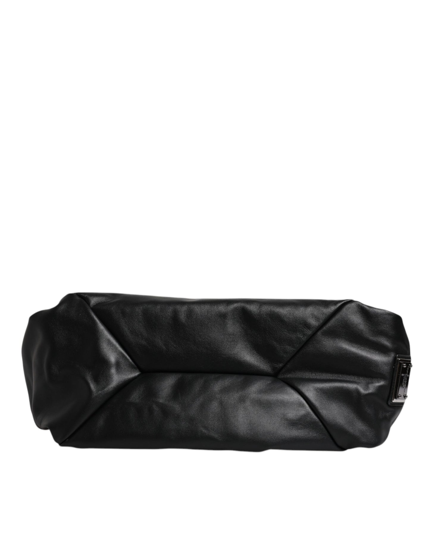 Dolce &amp; Gabbana – Schultertasche mit Logo-Schild aus schwarzem Leder