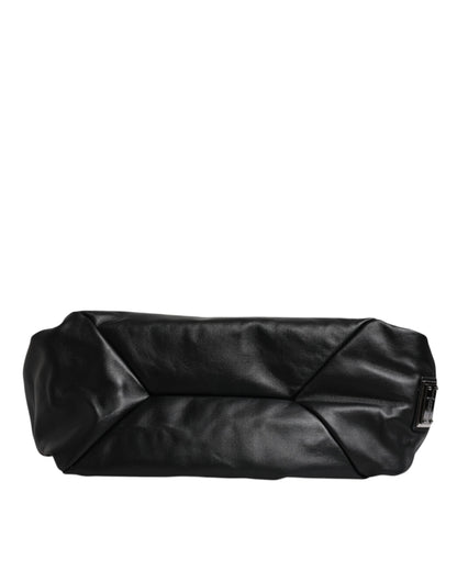 Dolce &amp; Gabbana – Schultertasche mit Logo-Schild aus schwarzem Leder