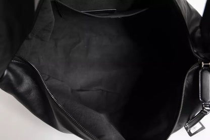 Dolce &amp; Gabbana – Schultertasche mit Logo-Schild aus schwarzem Leder