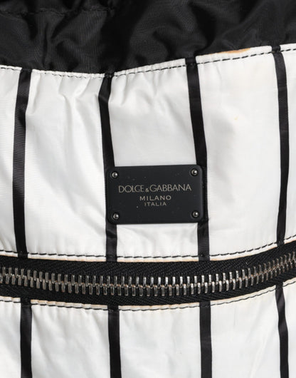 Dolce &amp; Gabbana – Rucksack aus Polyester mit Kordelzug, schwarz/weiß gestreift