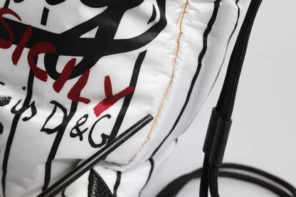 Dolce &amp; Gabbana – Rucksack aus Polyester mit Kordelzug, schwarz/weiß gestreift