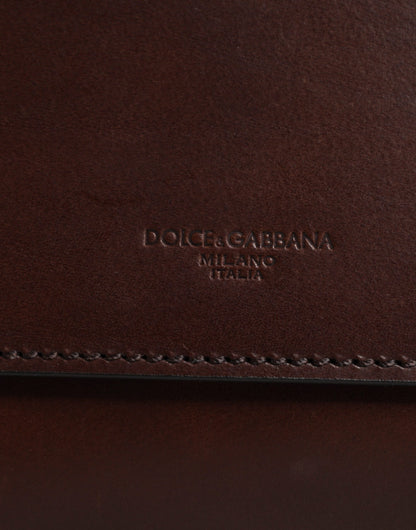 Dolce &amp; Gabbana – Umhängetasche aus braunem Leder mit Logoprägung