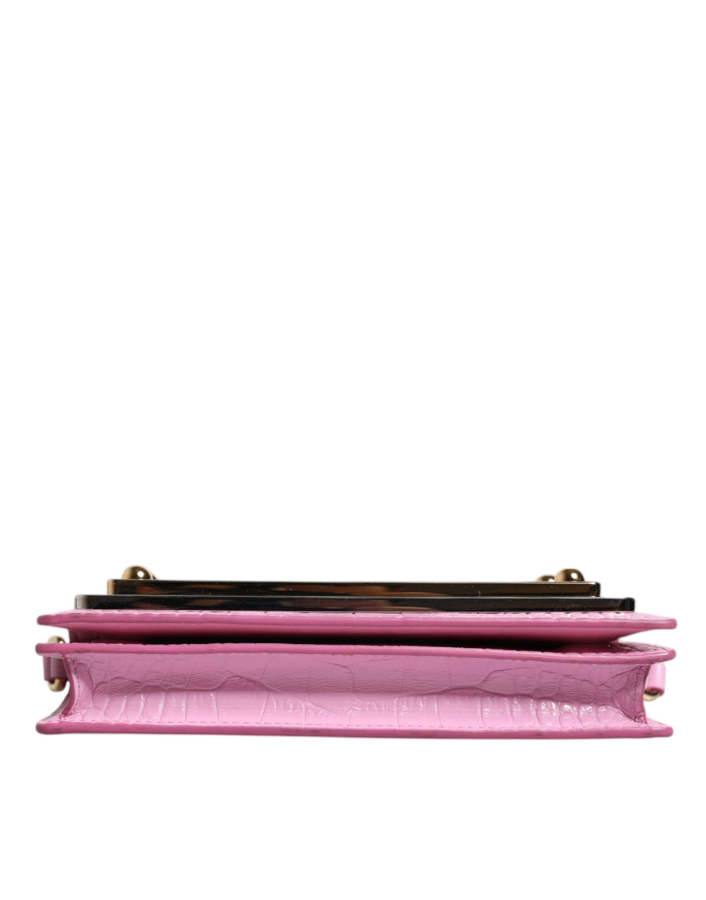 Dolce &amp; Gabbana – Umhängetasche aus exotischem Leder mit Logo-Schild in Rosa