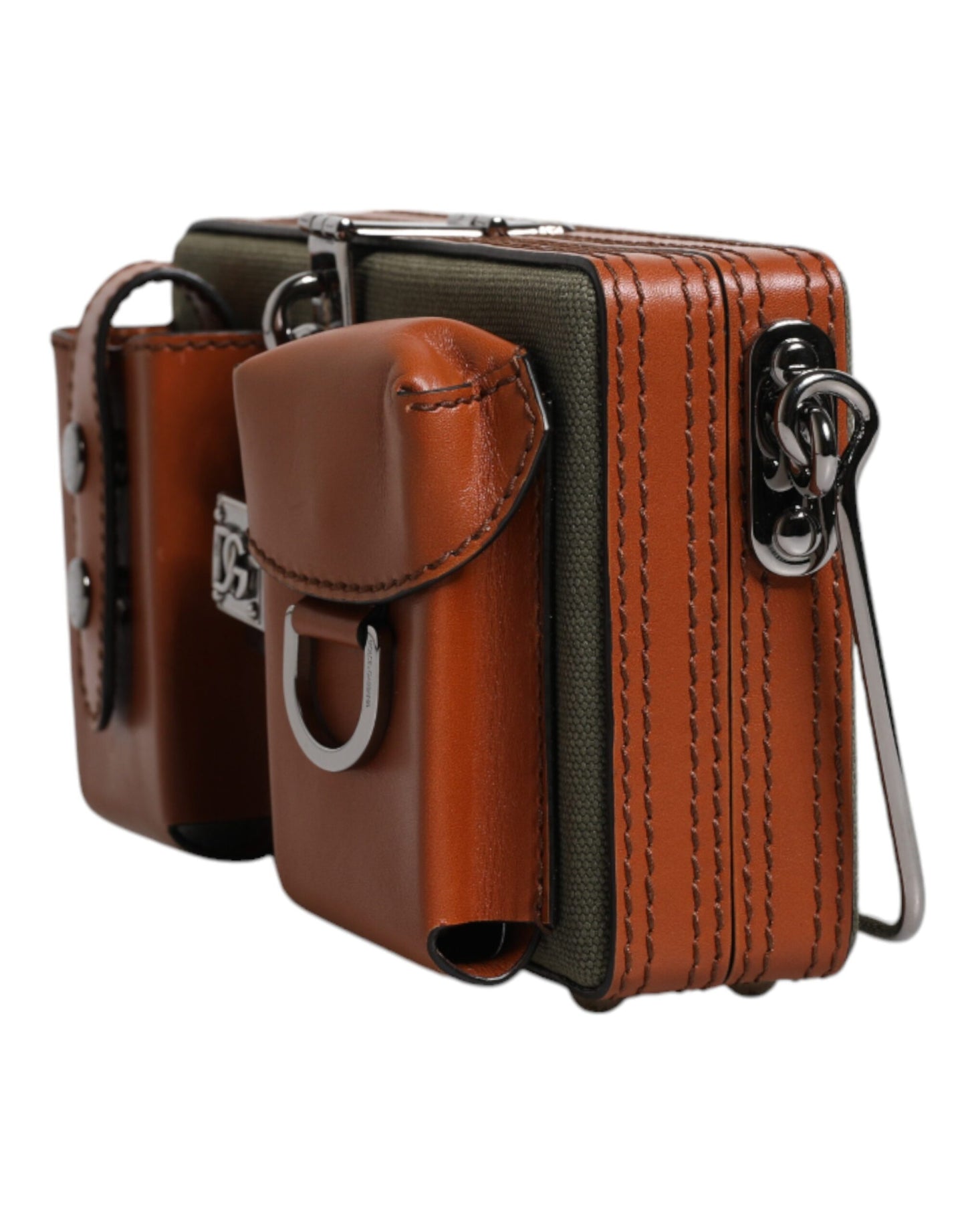 Dolce &amp; Gabbana Clutch aus grünem und braunem Leder