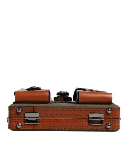 Dolce &amp; Gabbana Clutch aus grünem und braunem Leder