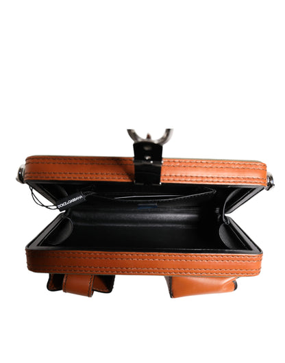 Dolce &amp; Gabbana Clutch aus grünem und braunem Leder