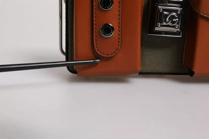 Dolce &amp; Gabbana Clutch aus grünem und braunem Leder