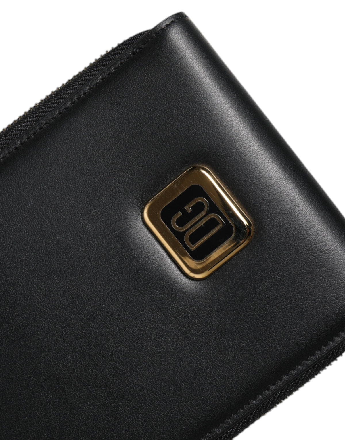 Dolce &amp; Gabbana – Karten- und Münzgeldbörse mit Logo-Schild aus schwarzem Leder