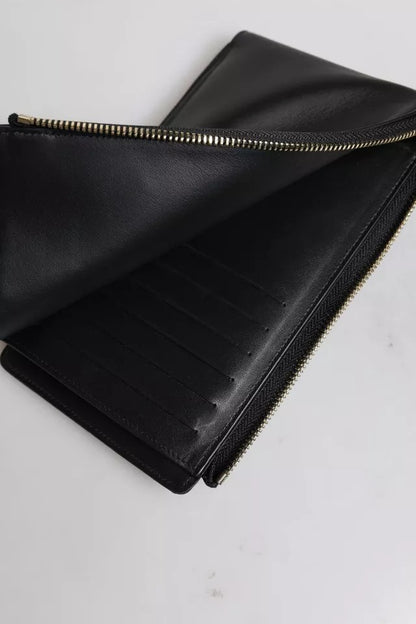 Dolce &amp; Gabbana – Karten- und Münzgeldbörse mit Logo-Schild aus schwarzem Leder