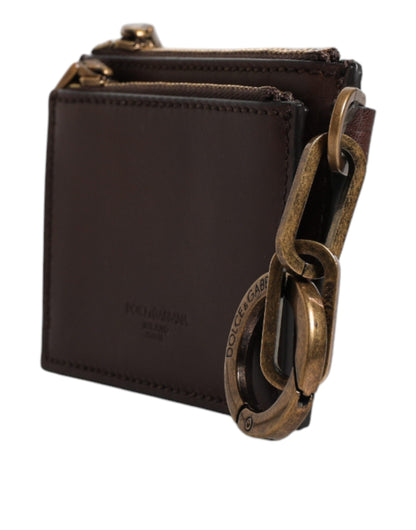 Dolce &amp; Gabbana – Schlüsselanhänger aus braunem Leder mit Reißverschluss und Logo
