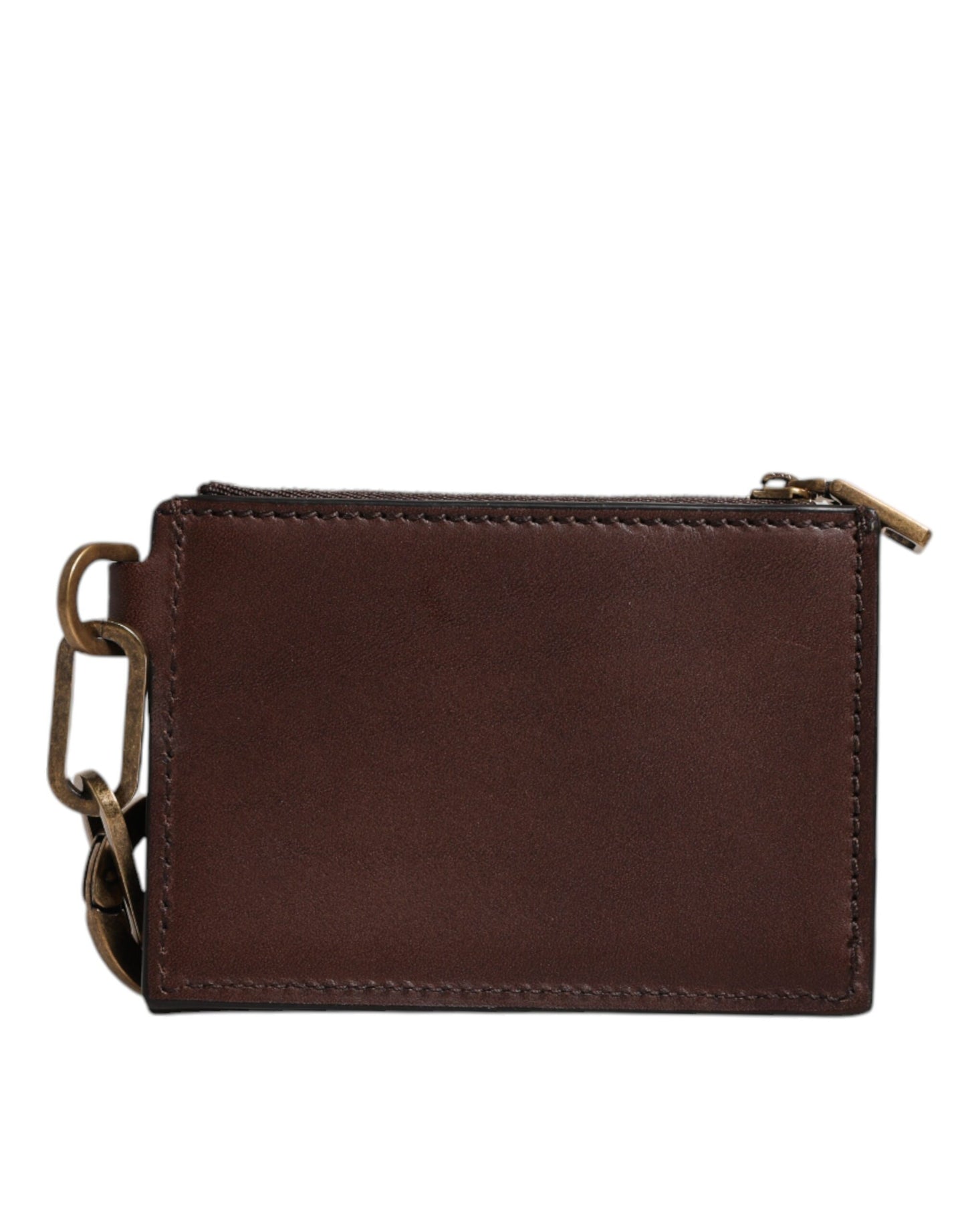 Dolce &amp; Gabbana – Schlüsselanhänger aus braunem Leder mit Reißverschluss und Logo