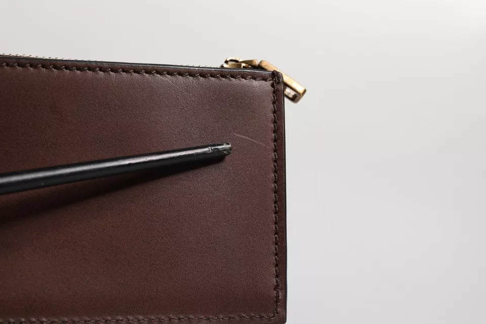 Dolce &amp; Gabbana – Schlüsselanhänger aus braunem Leder mit Reißverschluss und Logo