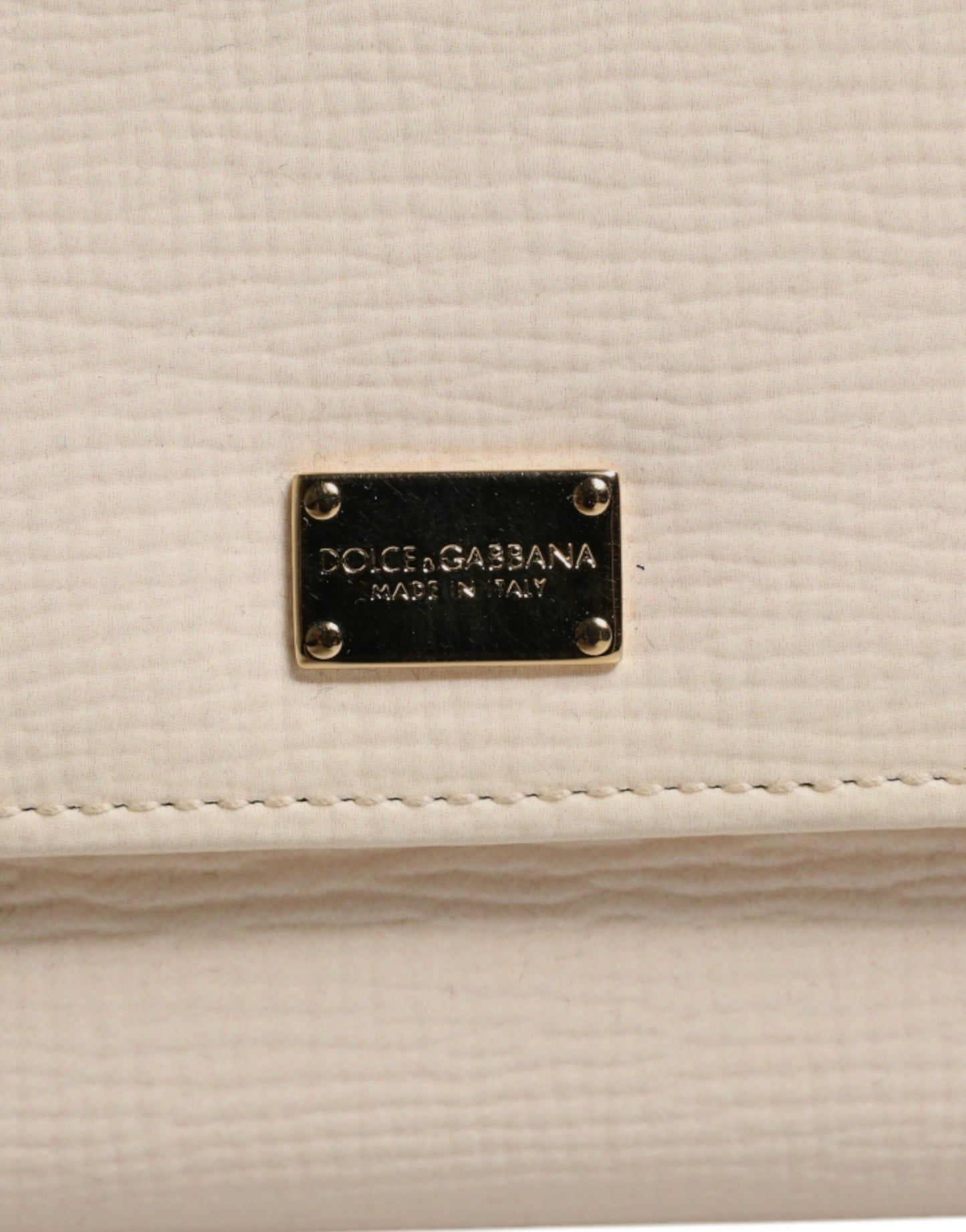 Dolce &amp; Gabbana – Dreifach faltbare Kartenetui aus Leder mit Logo-Schild in Beige