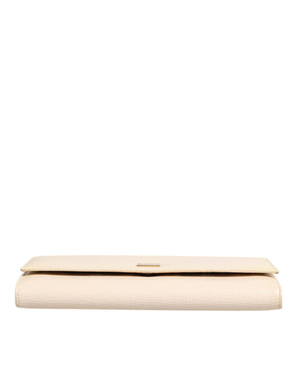 Dolce &amp; Gabbana – Dreifach faltbare Kartenetui aus Leder mit Logo-Schild in Beige