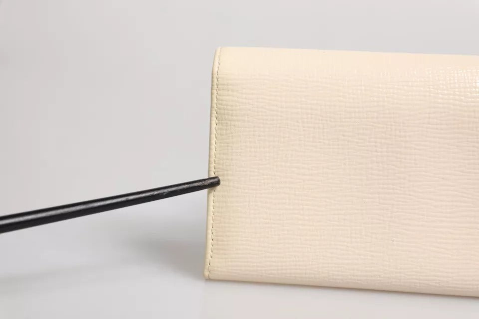 Dolce &amp; Gabbana – Dreifach faltbare Kartenetui aus Leder mit Logo-Schild in Beige