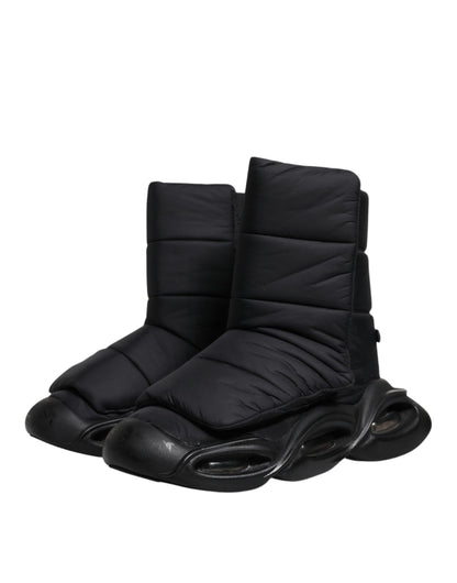 Dolce &amp; Gabbana – Schwarze Slip-On-Sneaker mit Wellensteppung