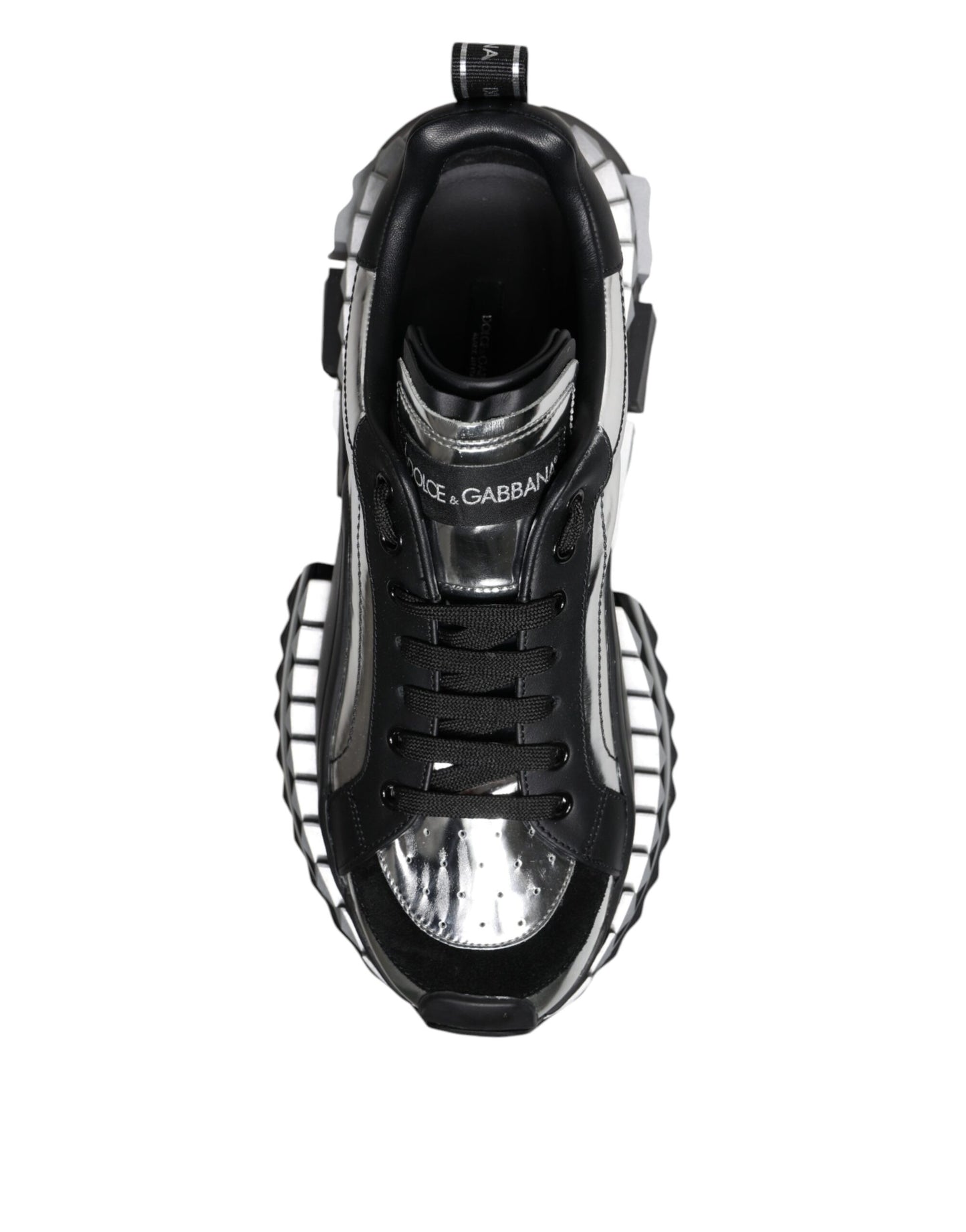 Dolce &amp; Gabbana – Super King – Sneaker aus schwarzem und silbernem Leder