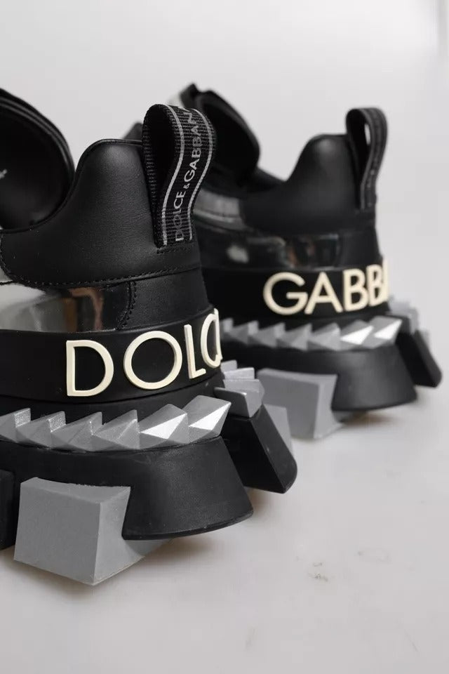 Dolce &amp; Gabbana – Super King – Sneaker aus schwarzem und silbernem Leder