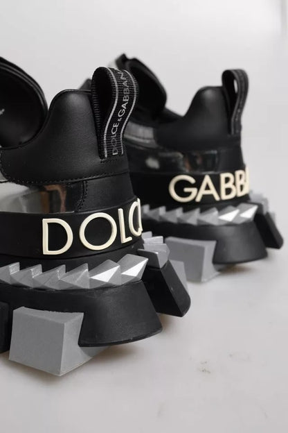 Dolce &amp; Gabbana – Super King – Sneaker aus schwarzem und silbernem Leder