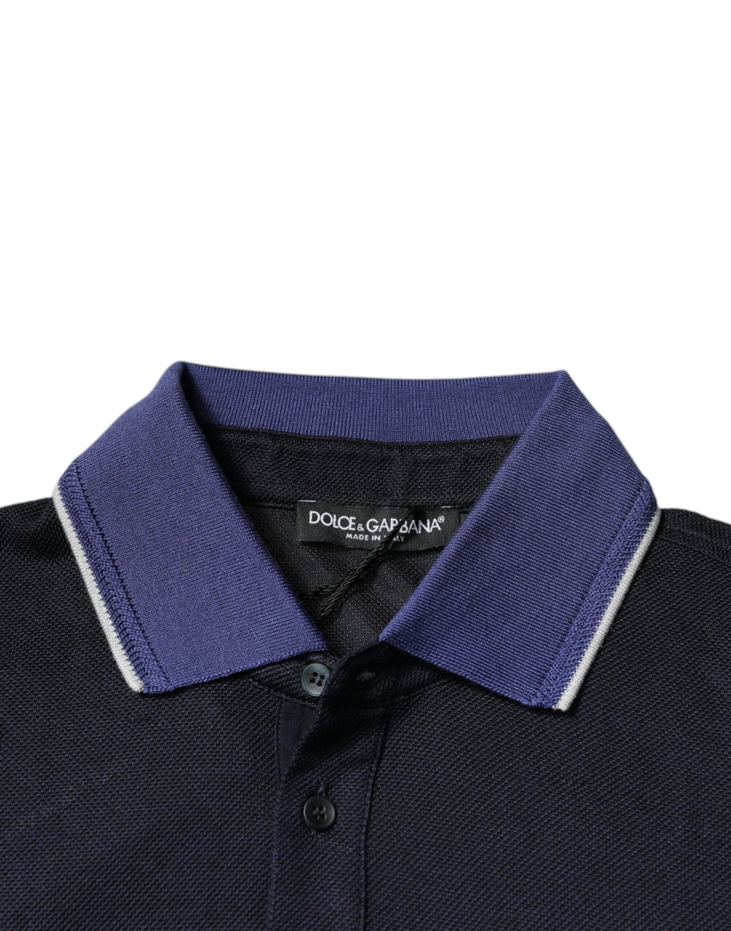 Dolce &amp; Gabbana – Blaues Polo-T-Shirt aus Seide mit Kragen und kurzen Ärmeln