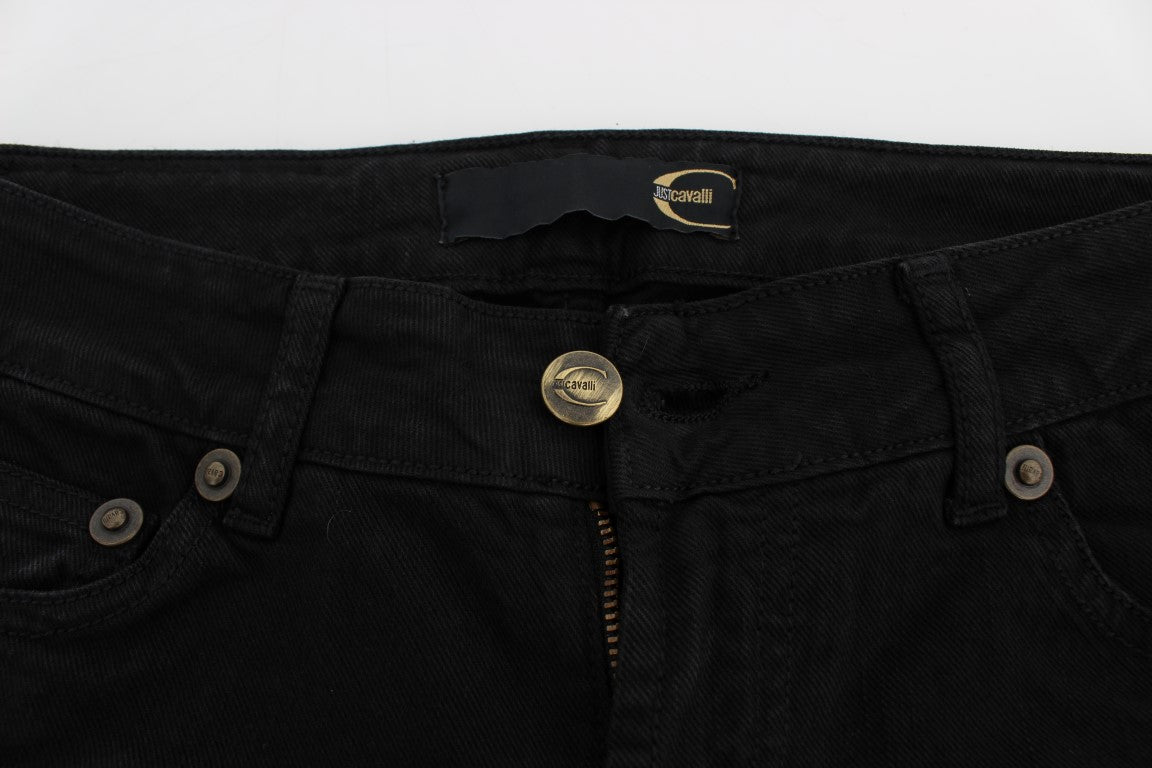 بنطلون جينز كافالي أسود من القطن المرن بقصّة "Slim Skinny Fit"