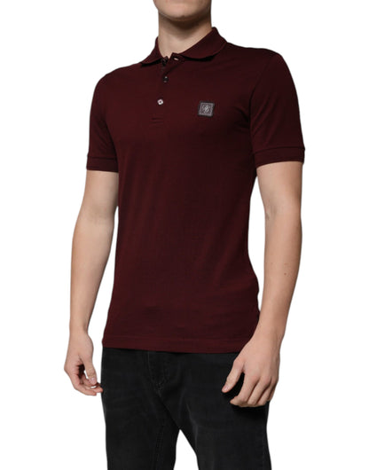 Dolce &amp; Gabbana – Kastanienbraunes Poloshirt mit Kragen und kurzen Ärmeln