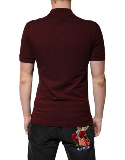 Dolce &amp; Gabbana – Kastanienbraunes Poloshirt mit Kragen und kurzen Ärmeln
