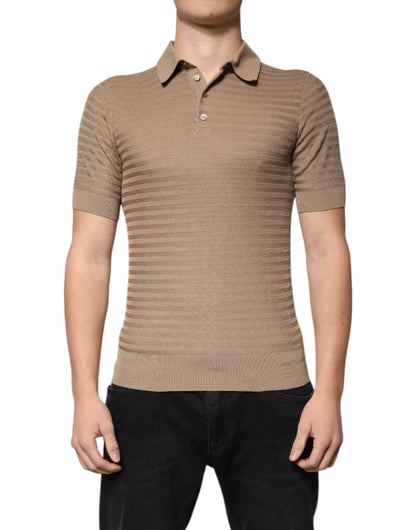 Dolce &amp; Gabbana – Braunes Poloshirt mit Kragen und kurzen Ärmeln