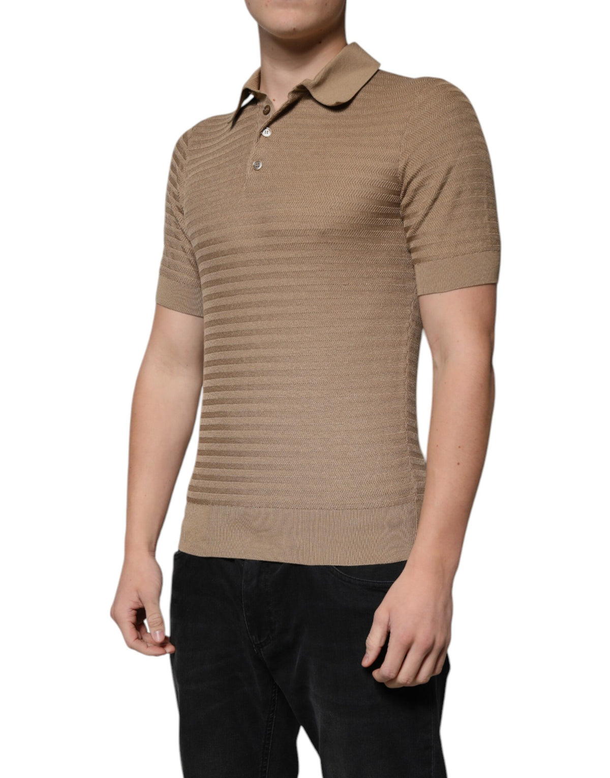 Dolce &amp; Gabbana – Braunes Poloshirt mit Kragen und kurzen Ärmeln