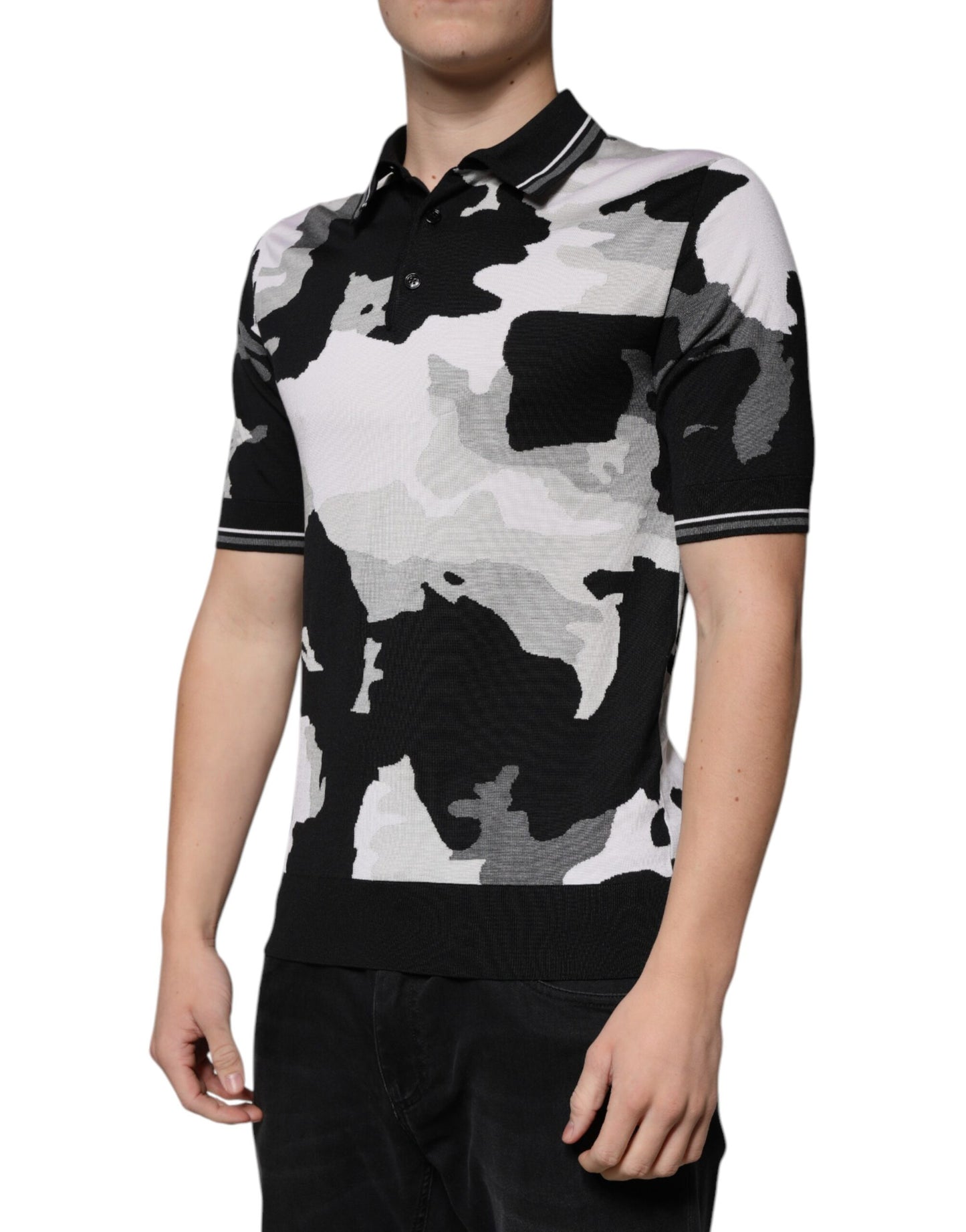 Dolce &amp; Gabbana – Mehrfarbiges Poloshirt mit Camouflage-Kragen
