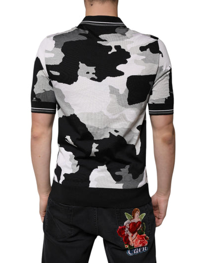 Dolce &amp; Gabbana – Mehrfarbiges Poloshirt mit Camouflage-Kragen