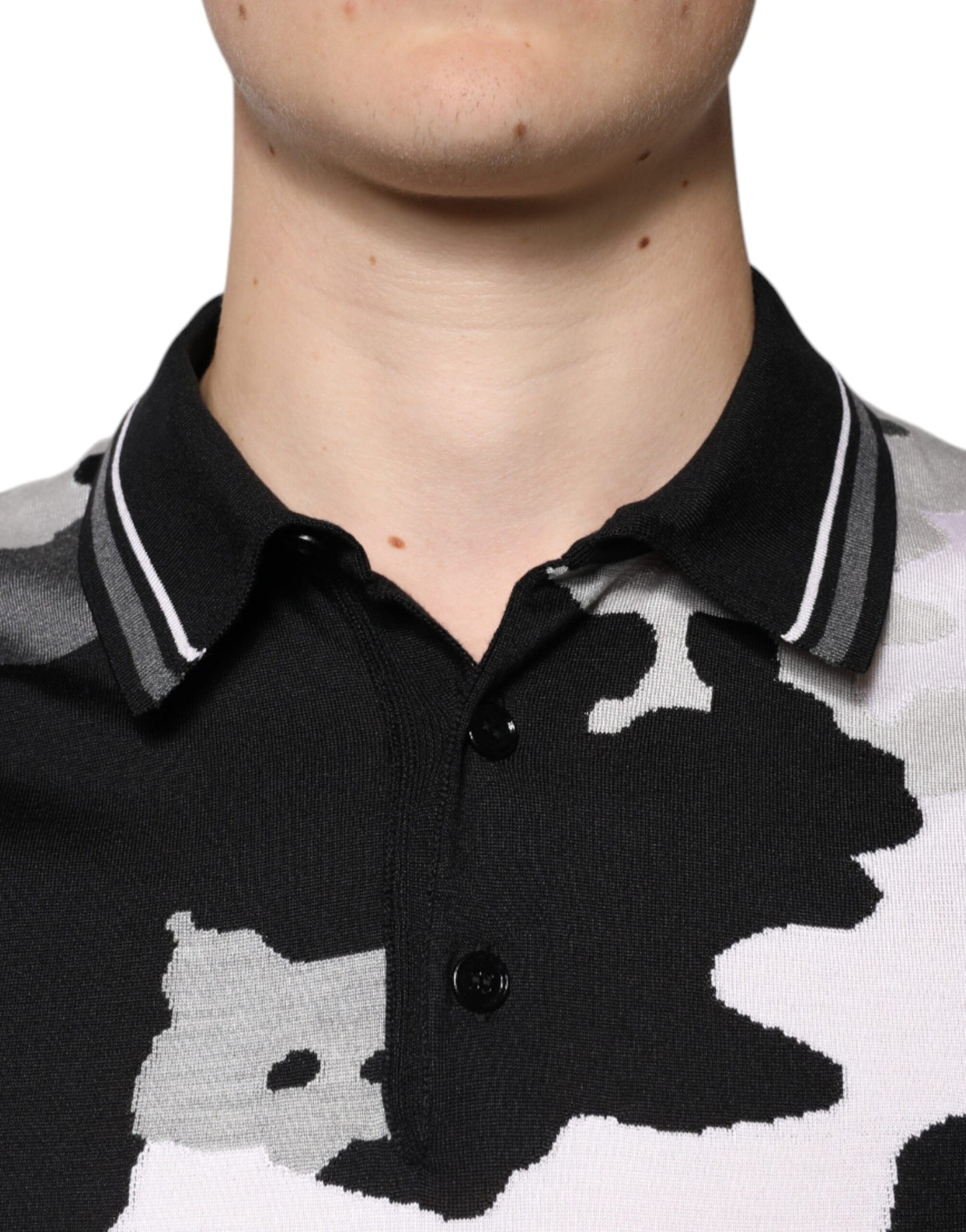 Dolce &amp; Gabbana – Mehrfarbiges Poloshirt mit Camouflage-Kragen
