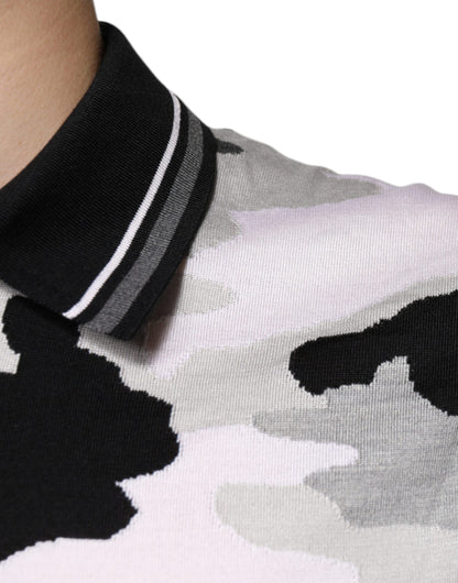 Dolce &amp; Gabbana – Mehrfarbiges Poloshirt mit Camouflage-Kragen