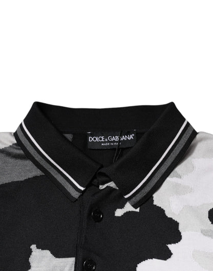 Dolce &amp; Gabbana – Mehrfarbiges Poloshirt mit Camouflage-Kragen