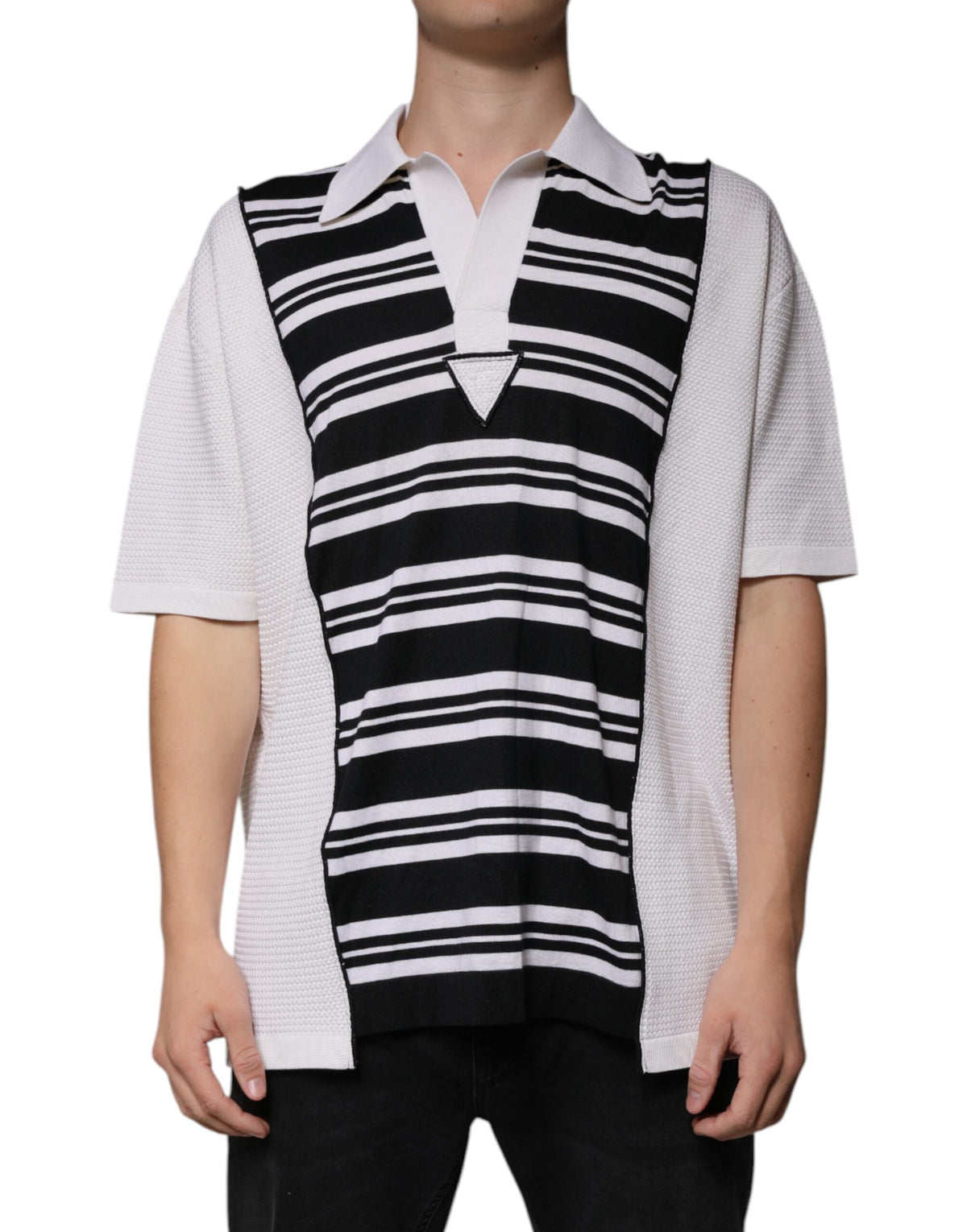 Dolce &amp; Gabbana – Poloshirt mit Kragen und schwarzen und weißen Streifen