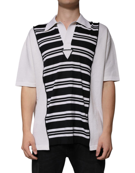 Dolce &amp; Gabbana – Poloshirt mit Kragen und schwarzen und weißen Streifen