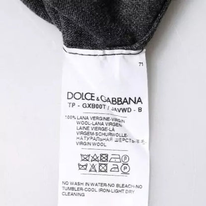 Dolce &amp; Gabbana Grauer Rollkragenpullover aus Wollstrick