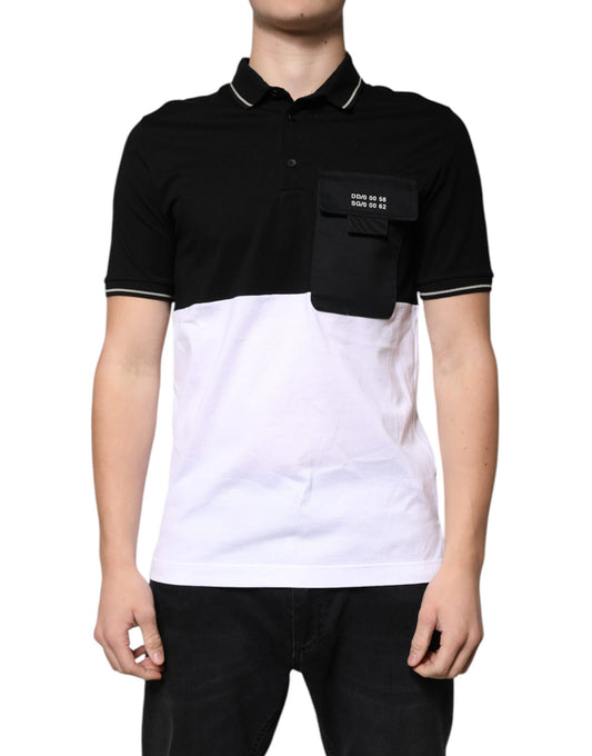 Dolce &amp; Gabbana – Poloshirt aus Baumwolle mit kurzen Ärmeln in Schwarz und Weiß