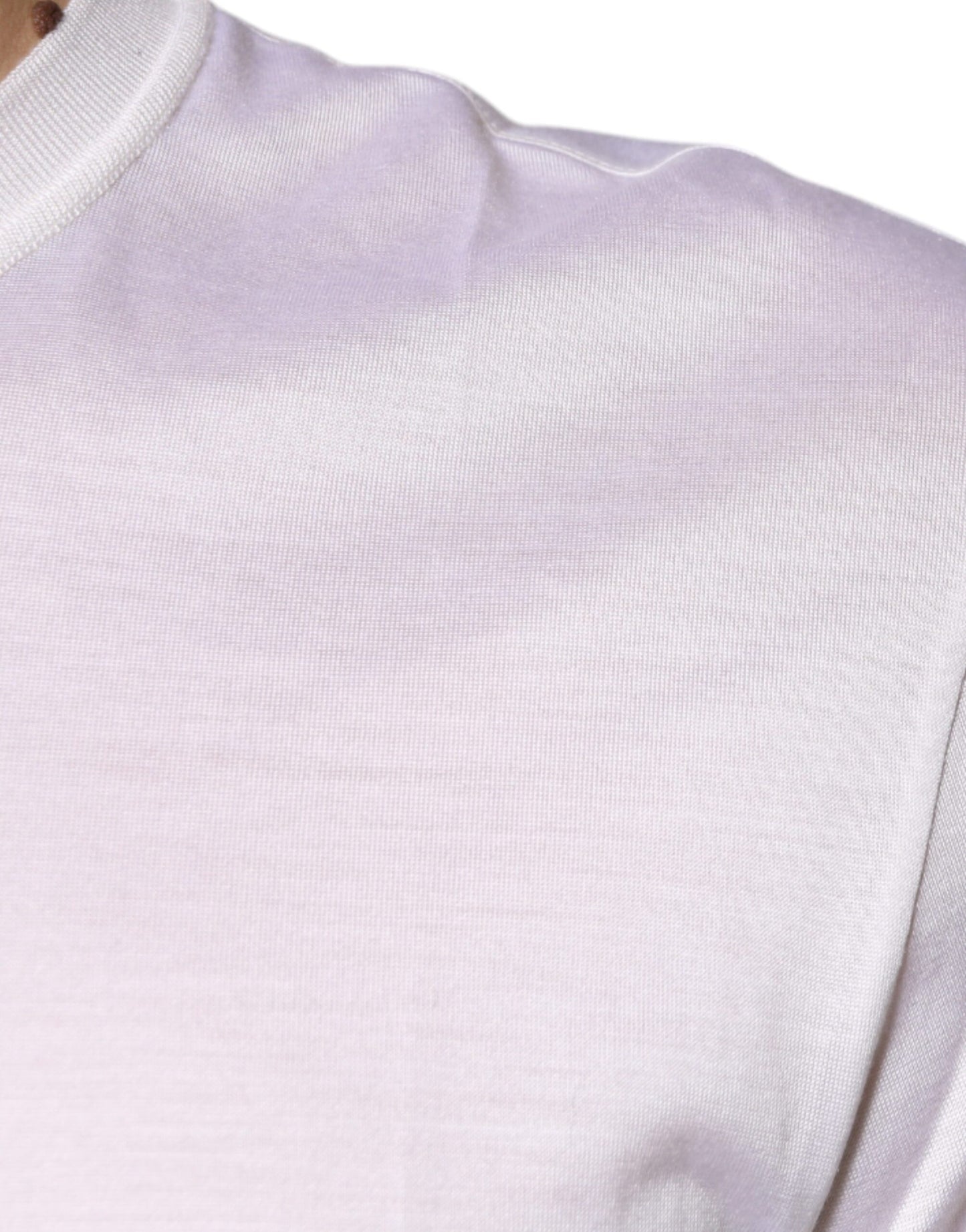 Dolce &amp; Gabbana Weißer Seidenpullover mit Rundhalsausschnitt für Herren