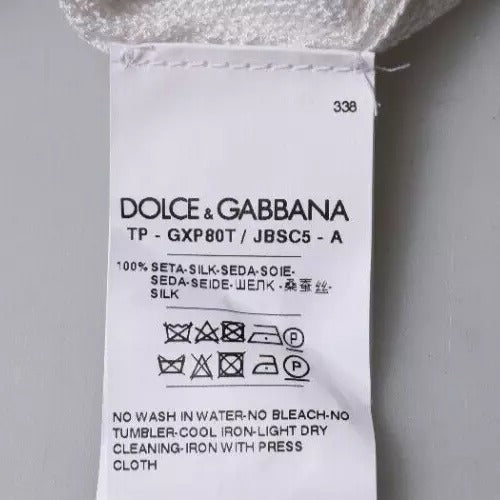 Dolce &amp; Gabbana Weißer Seidenpullover mit Rundhalsausschnitt für Herren