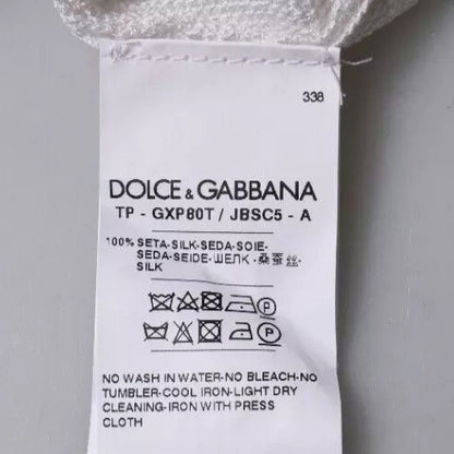 Dolce &amp; Gabbana Weißer Seidenpullover mit Rundhalsausschnitt für Herren