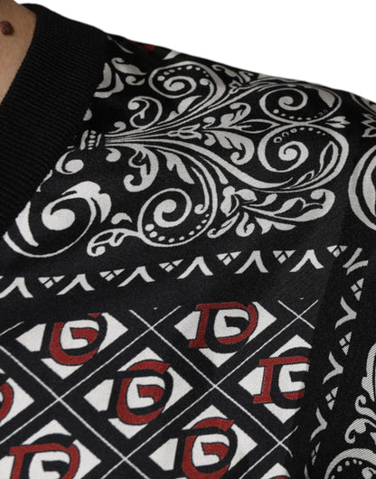 Dolce &amp; Gabbana – Schwarzer Wollpullover mit V-Ausschnitt und Logo