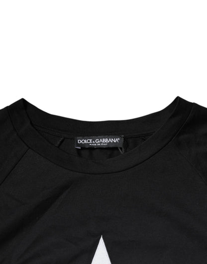 Dolce &amp; Gabbana – Schwarzes Baumwoll-T-Shirt mit Rundhalsausschnitt und Logo-Print