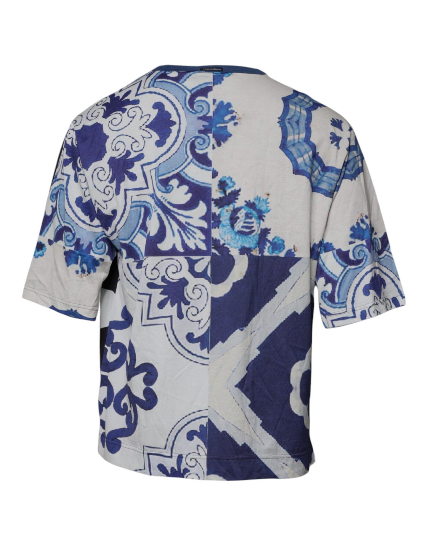 Dolce &amp; Gabbana – T-Shirt aus Baumwolle mit Rundhalsausschnitt und Print in Schwarz und Weiß